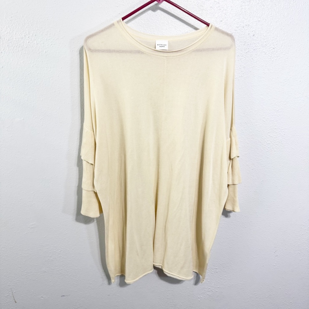 Chic Cream Ruffle Sleeve Tunic
